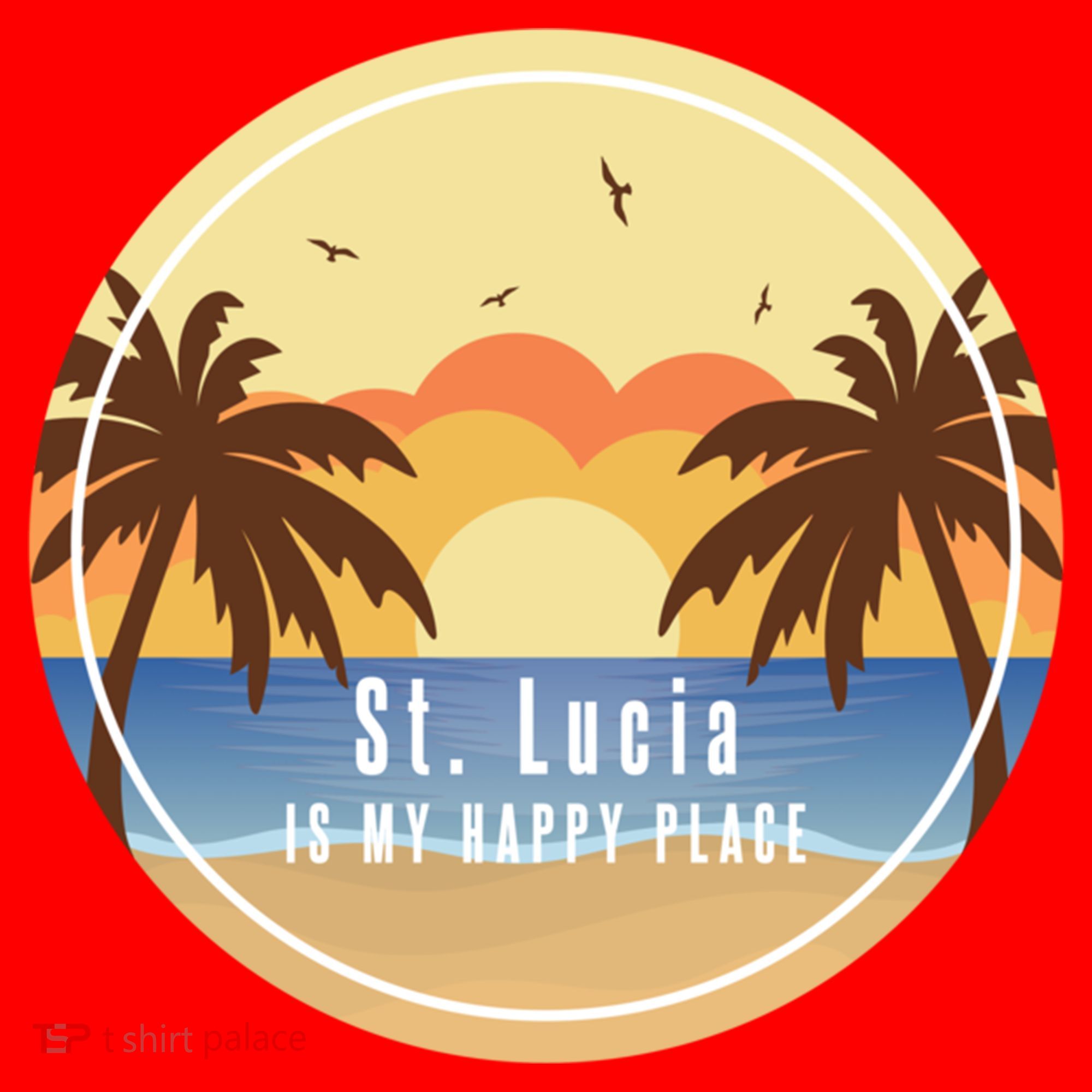 St Lucia Is My Happy Place Fun Beach Vacation Palm Trees Su Meaningful Gift Santa Hat