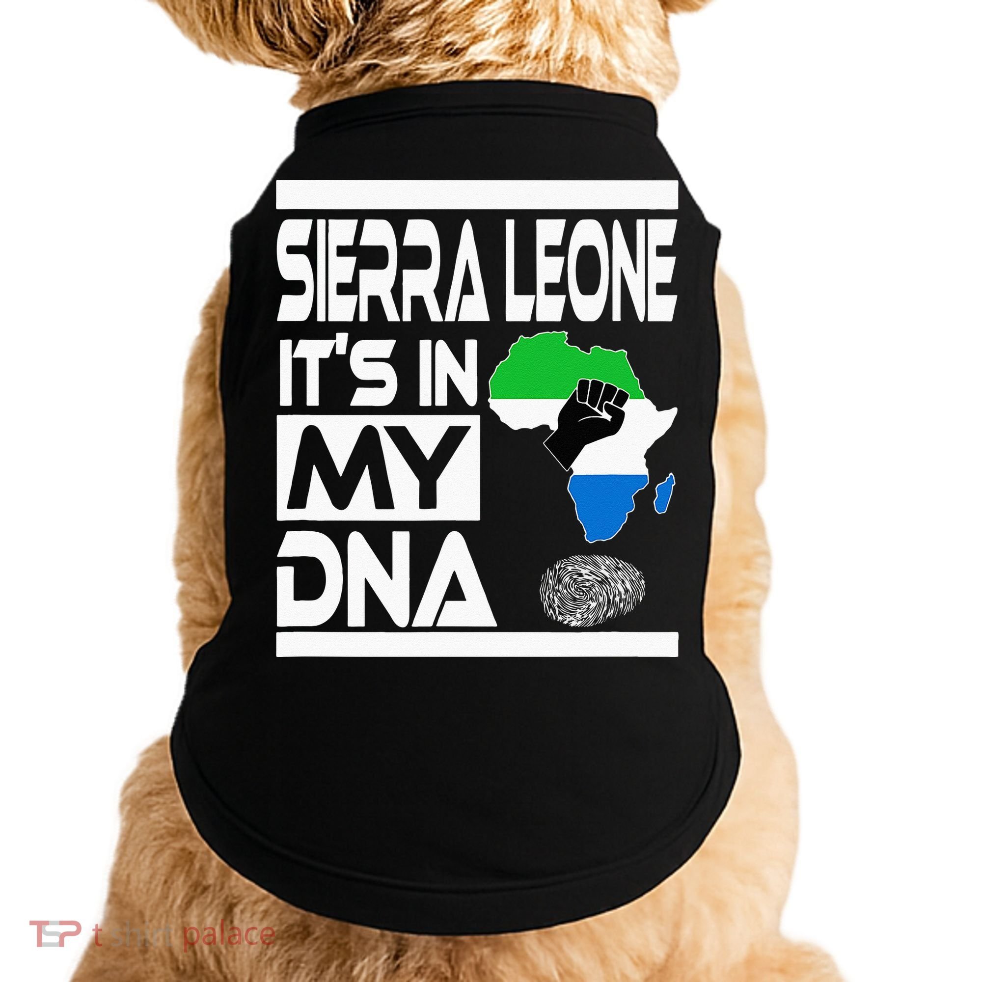 Sierra Leone Its In My DNA With Flag Africa Map Raised Fist Doggie Tank