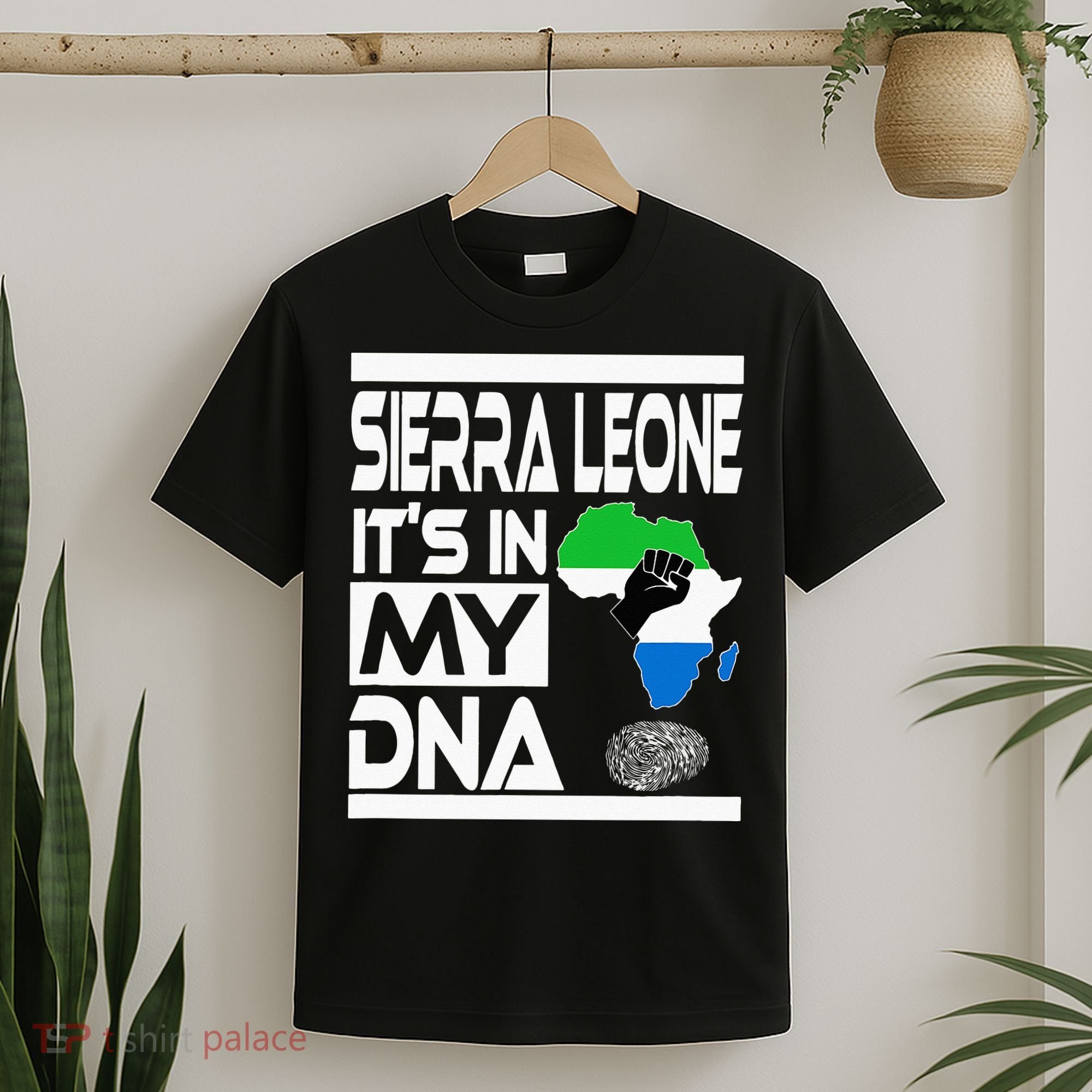 Sierra Leone Its In My DNA With Flag Africa Map Raised Fist T-Shirt