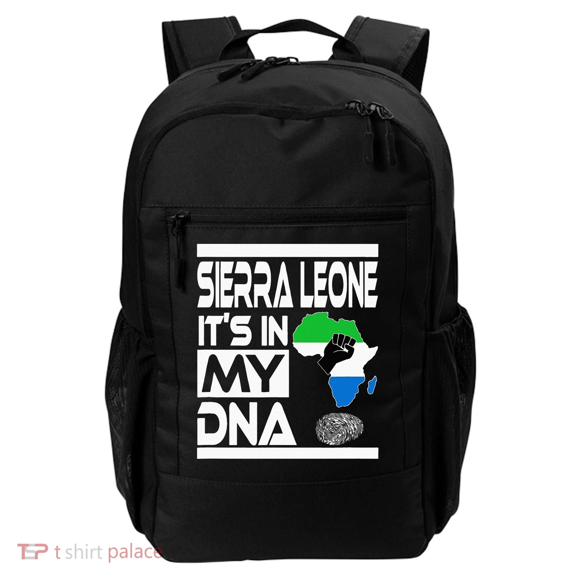 Sierra Leone Its In My DNA With Flag Africa Map Raised Fist Backpack