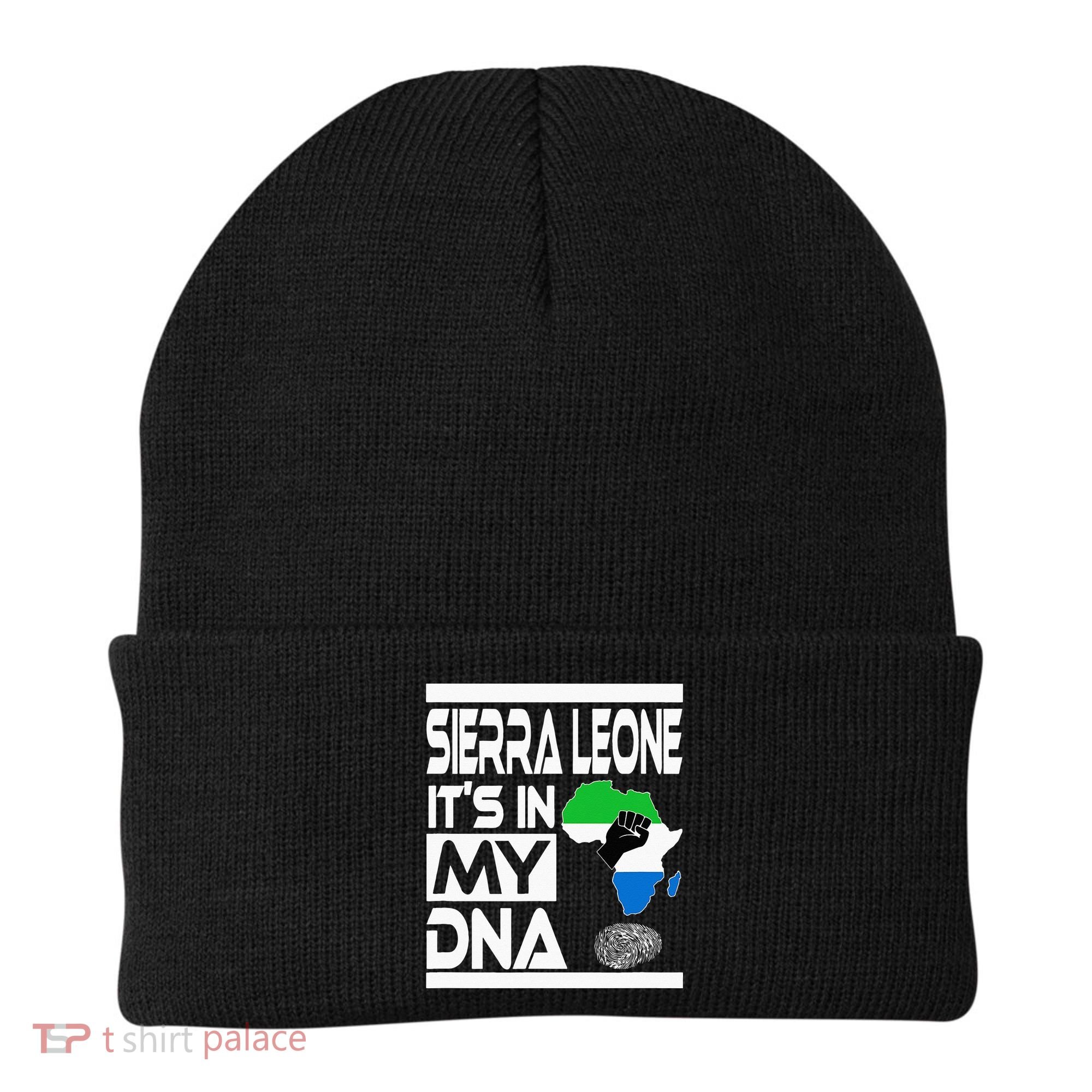 Sierra Leone Its In My DNA With Flag Africa Map Raised Fist Beanie