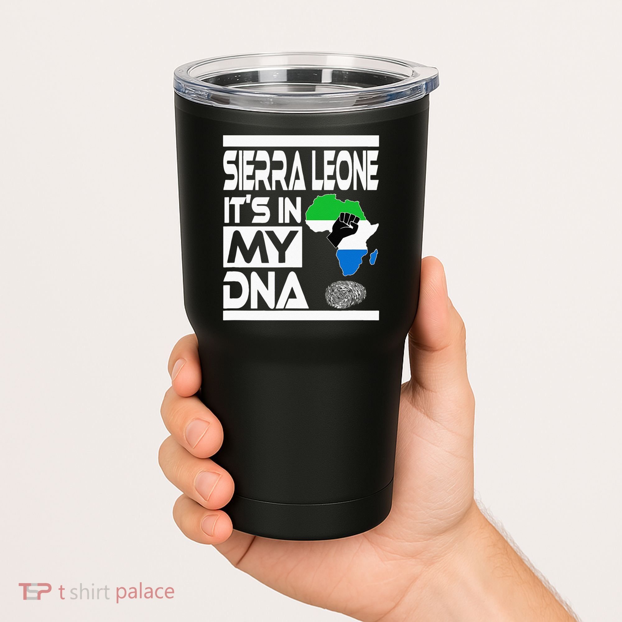 Sierra Leone Its In My DNA With Flag Africa Map Raised Fist Tumbler