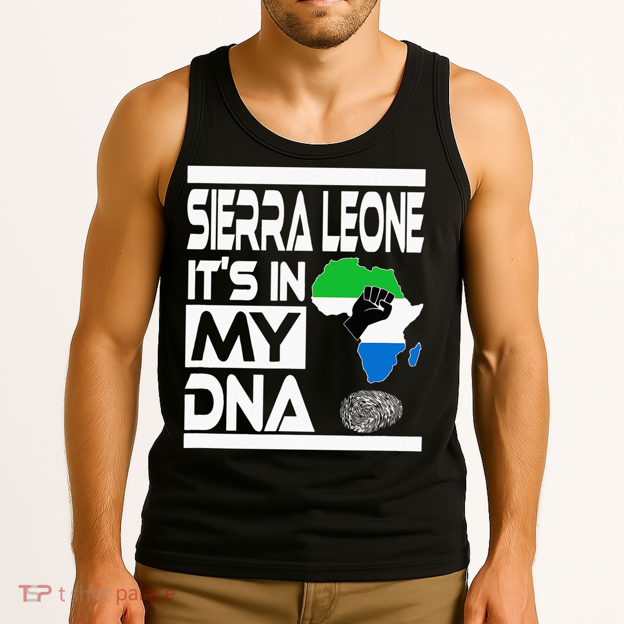 Sierra Leone Its In My DNA With Flag Africa Map Raised Fist Tank Top