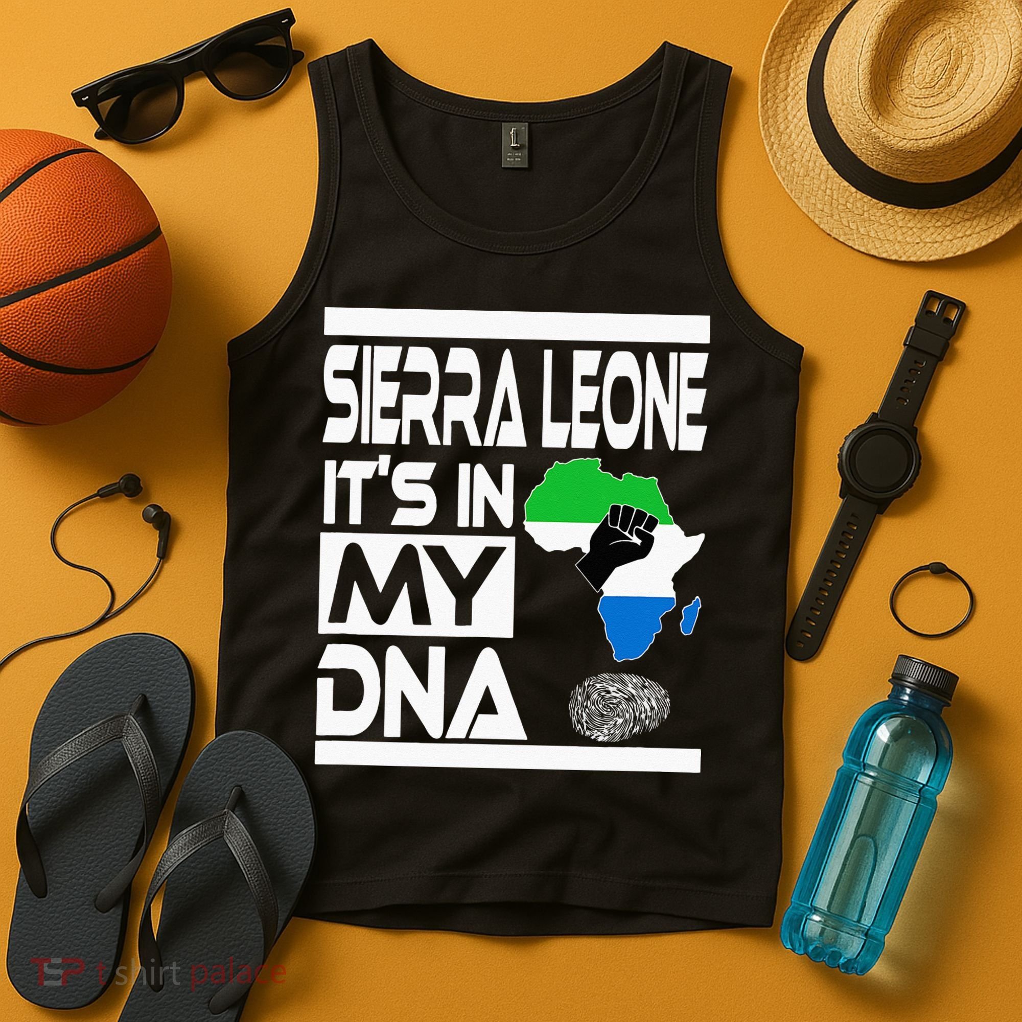 Sierra Leone Its In My DNA With Flag Africa Map Raised Fist Tank Top