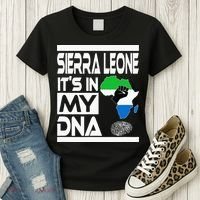 Sierra Leone Its In My DNA With Flag Africa Map Raised Fist Women's T-Shirt thumb 3