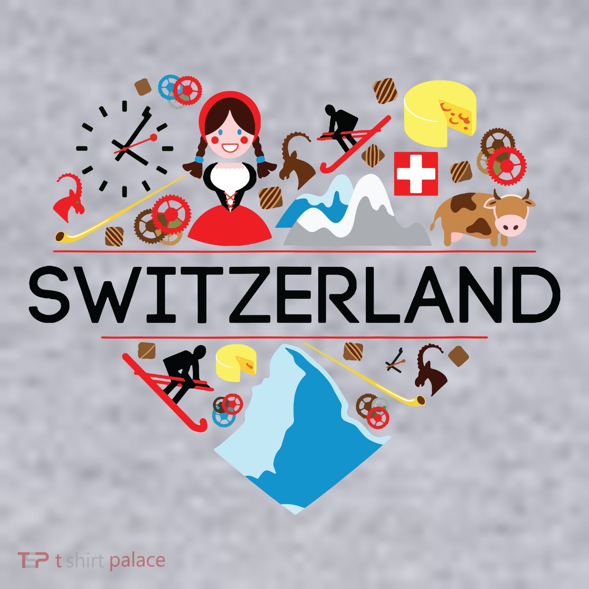 Switzerland Love Illustrated Swiss Symbol Alpine Women's Sweatshirt