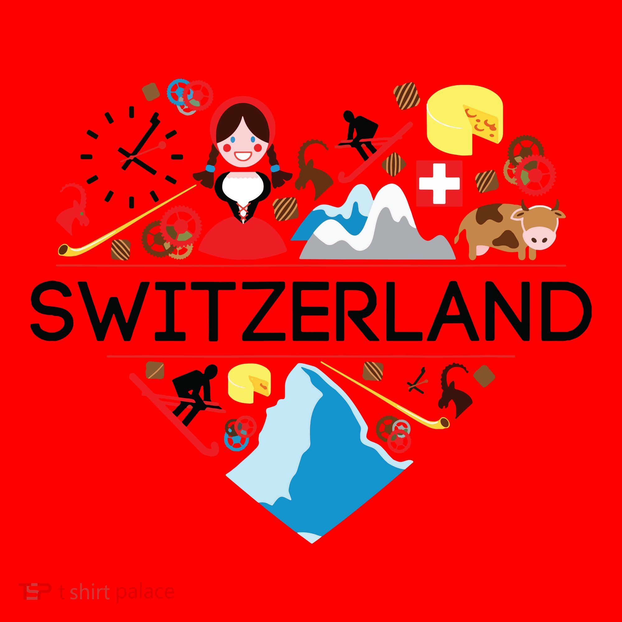 Switzerland Love Illustrated Swiss Symbol Alpine Santa Hat