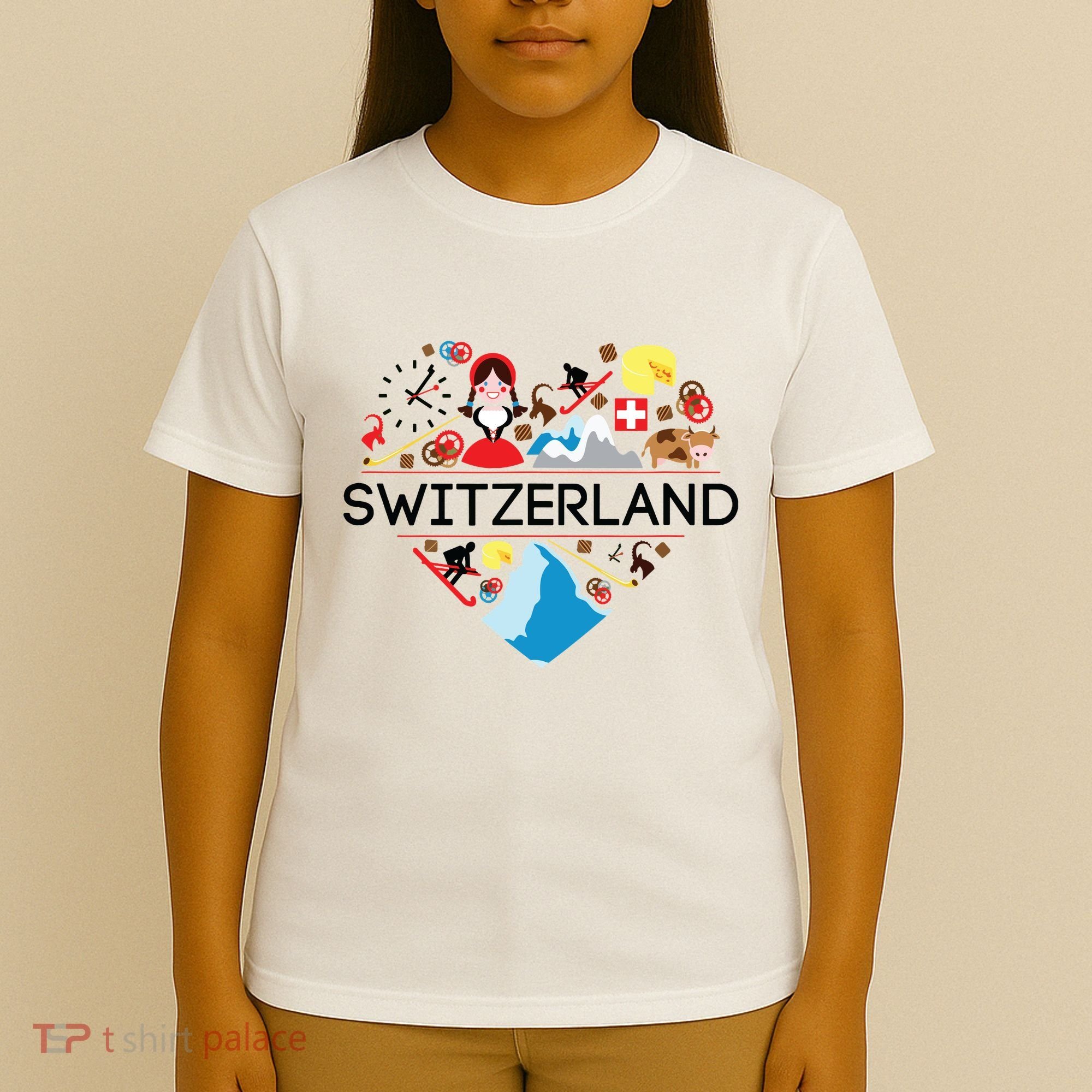Switzerland Love Illustrated Swiss Symbol Alpine T-Shirt