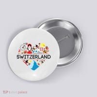 Switzerland Love Illustrated Swiss Symbol Alpine Button thumb 0