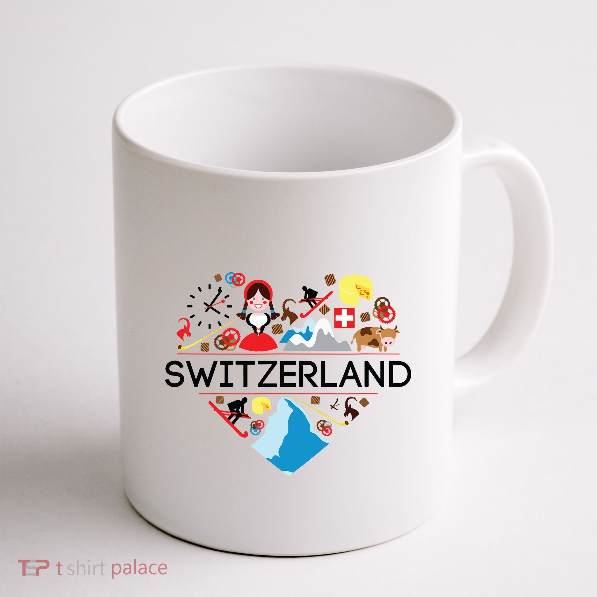 Switzerland Love Illustrated Swiss Symbol Alpine Coffee Mug