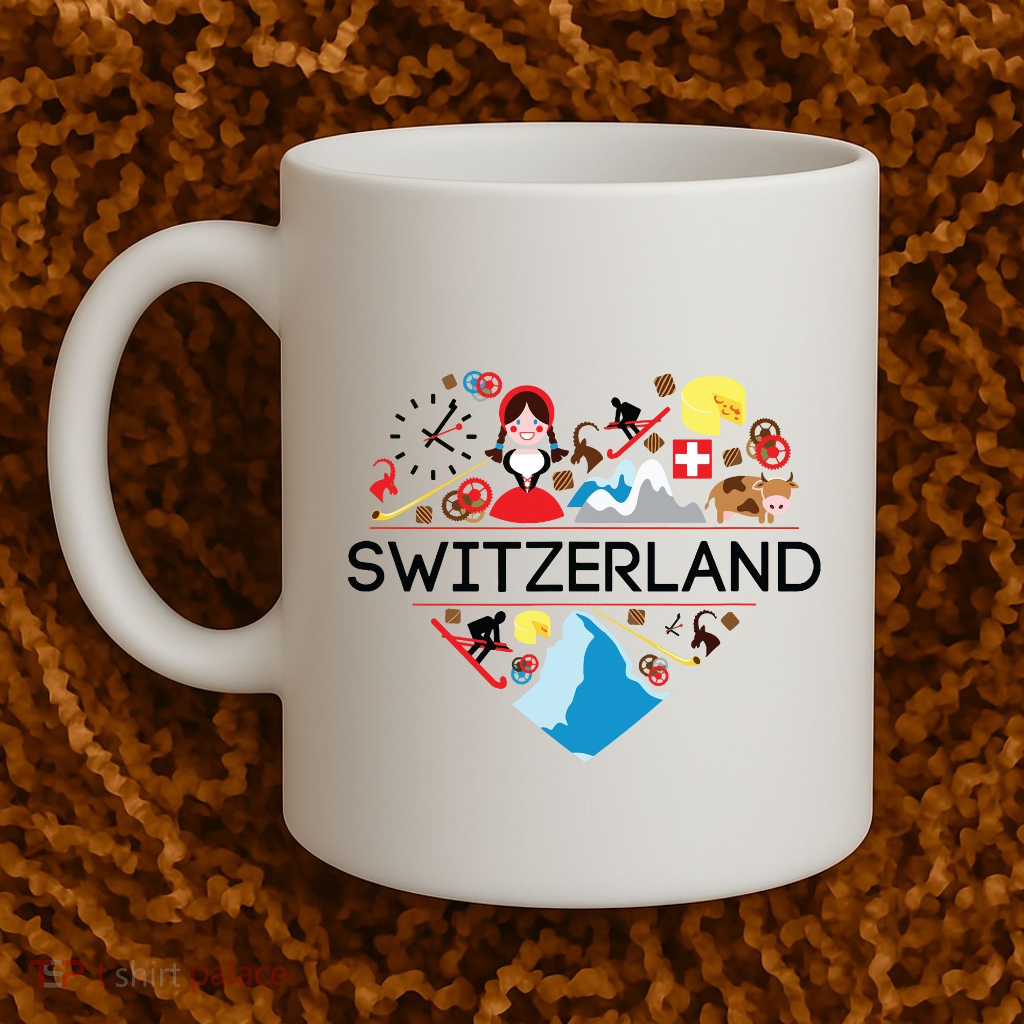 Switzerland Love Illustrated Swiss Symbol Alpine Coffee Mug