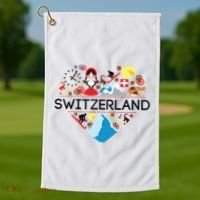 Switzerland Love Illustrated Swiss Symbol Alpine Golf Towel thumb 1
