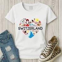 Switzerland Love Illustrated Swiss Symbol Alpine Women's T-Shirt thumb 3