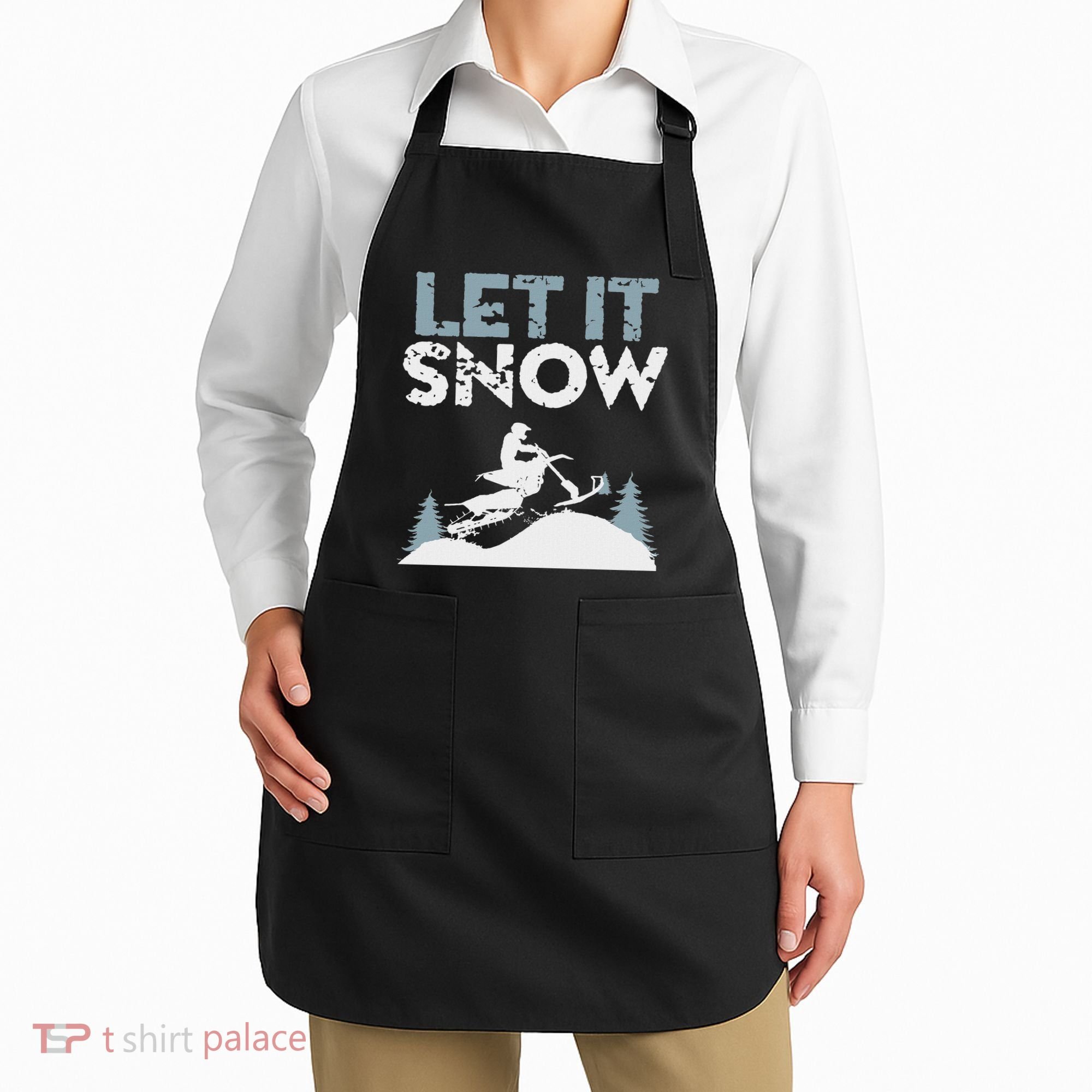 Snowbike Let It Snow Winter Mountain Adventure Apron