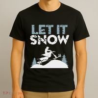 Snowbike Let It Snow Winter Mountain Adventure T-Shirt thumb 3