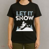 Snowbike Let It Snow Winter Mountain Adventure T-Shirt thumb 4