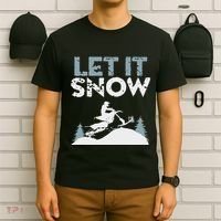 Snowbike Let It Snow Winter Mountain Adventure T-Shirt thumb 6