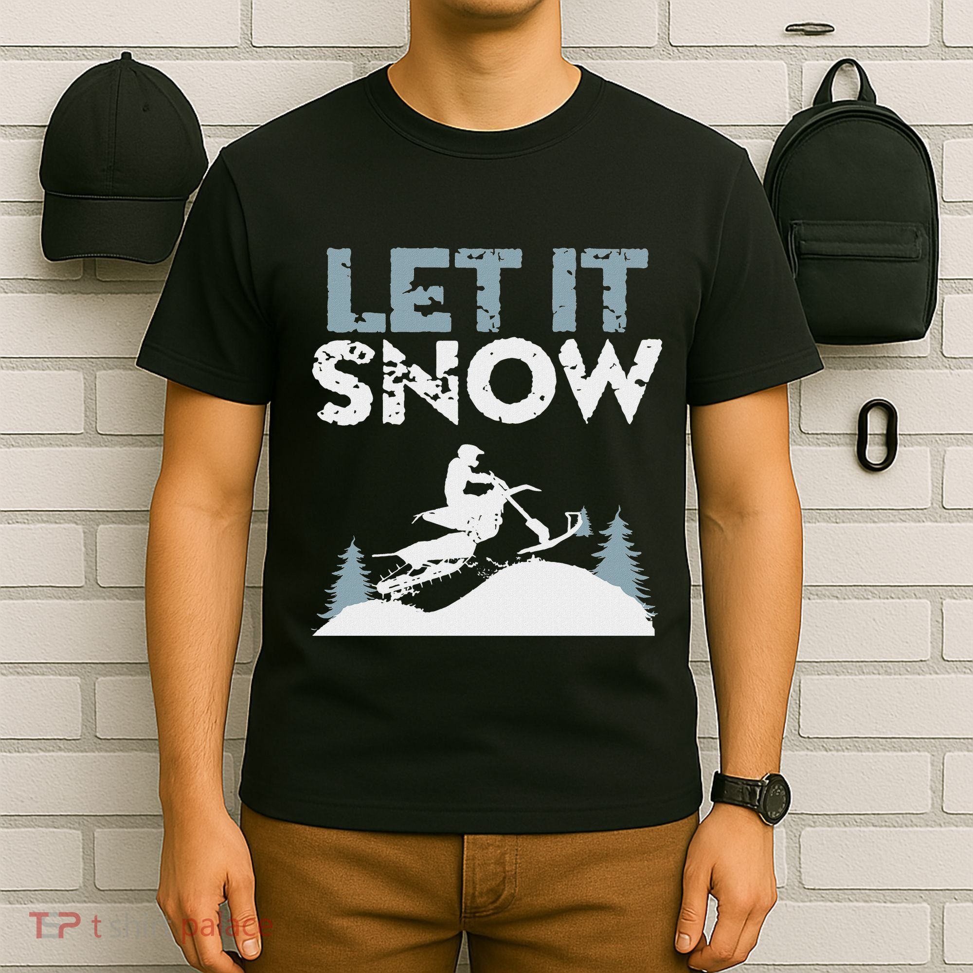 Snowbike Let It Snow Winter Mountain Adventure T-Shirt