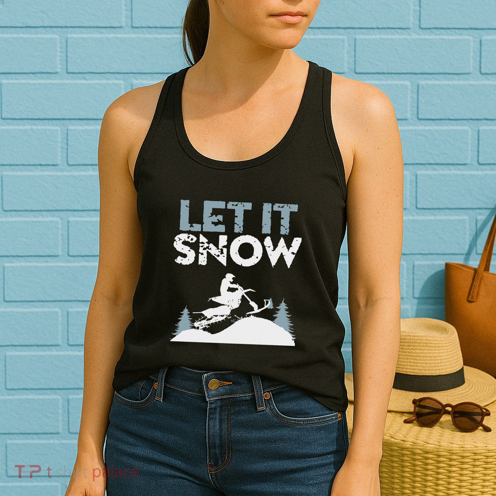 Snowbike Let It Snow Winter Mountain Adventure Women's Tank Top