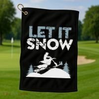Snowbike Let It Snow Winter Mountain Adventure Golf Towel thumb 1