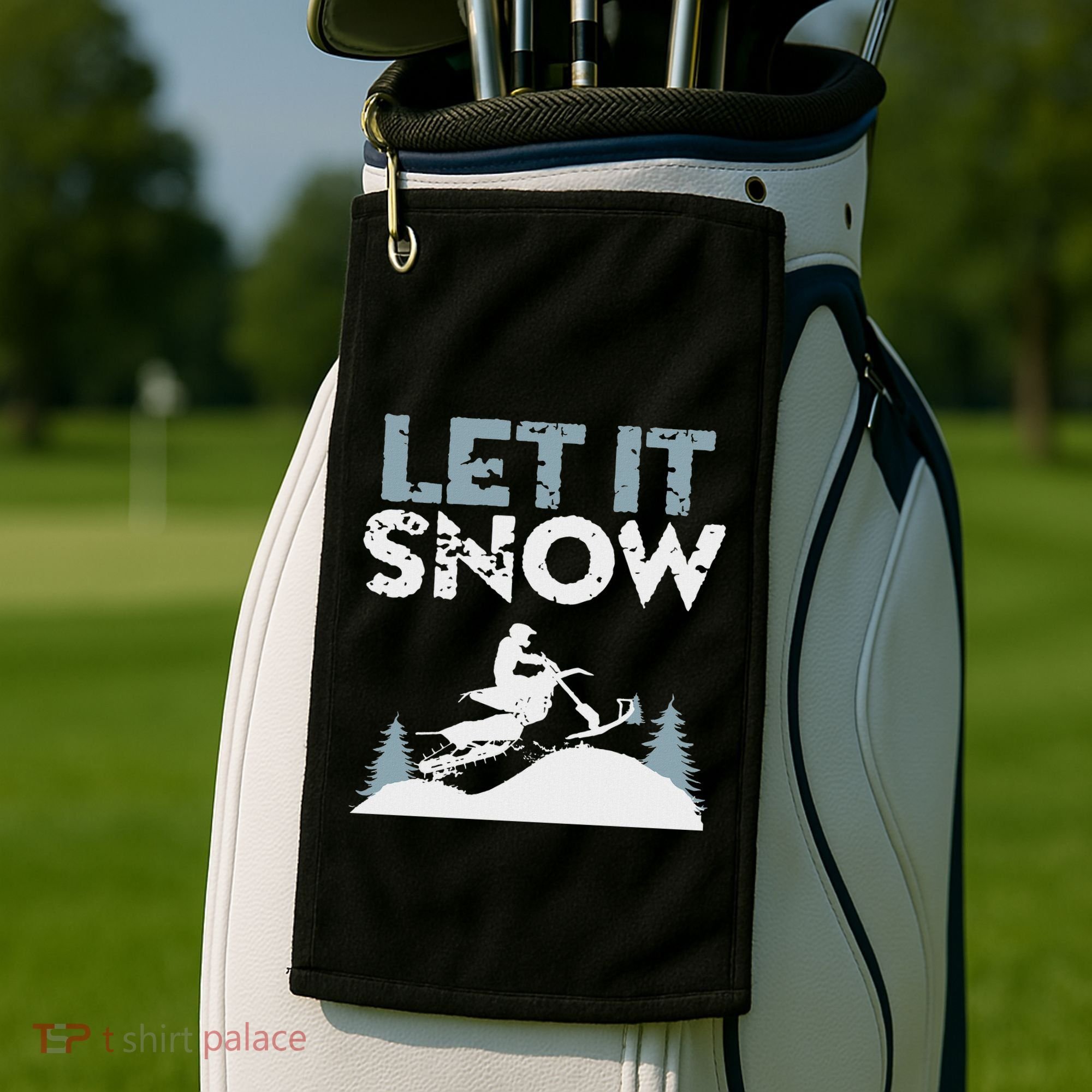Snowbike Let It Snow Winter Mountain Adventure Golf Towel