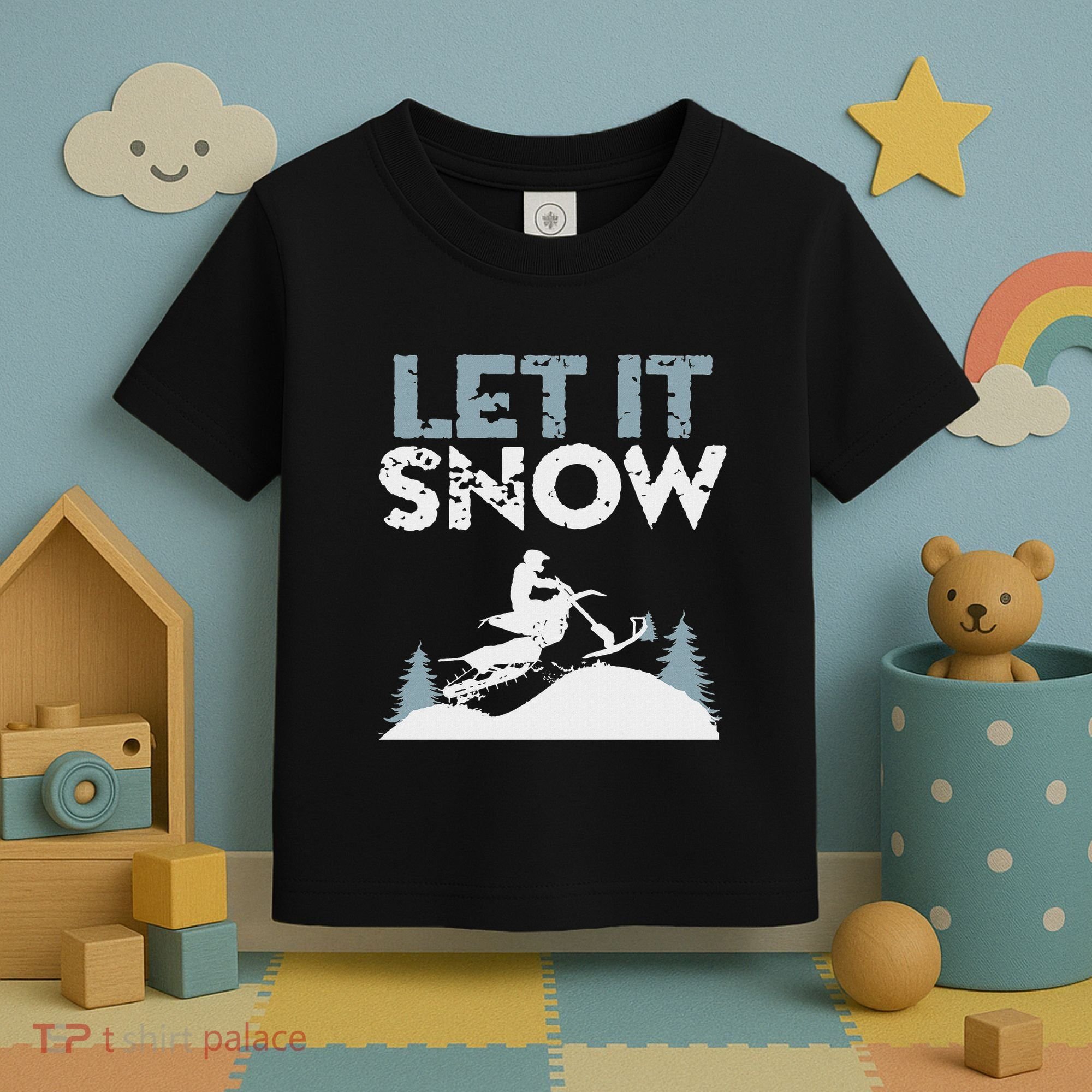 Snowbike Let It Snow Winter Mountain Adventure Toddler T-Shirt