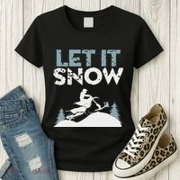 Snowbike Let It Snow Winter Mountain Adventure Women's T-Shirt thumb 3