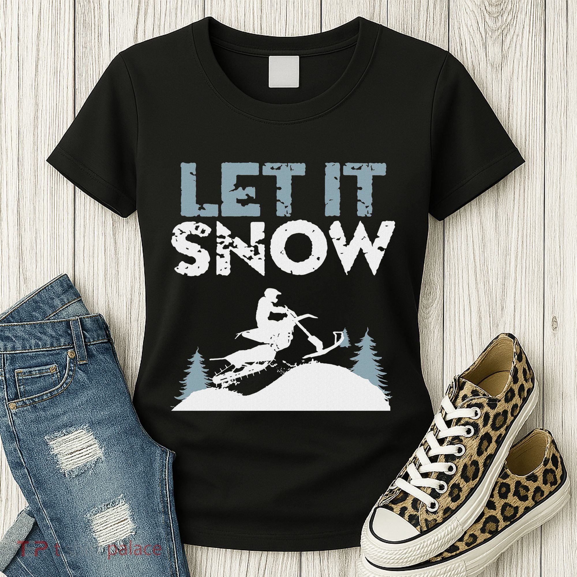 Snowbike Let It Snow Winter Mountain Adventure Women's T-Shirt