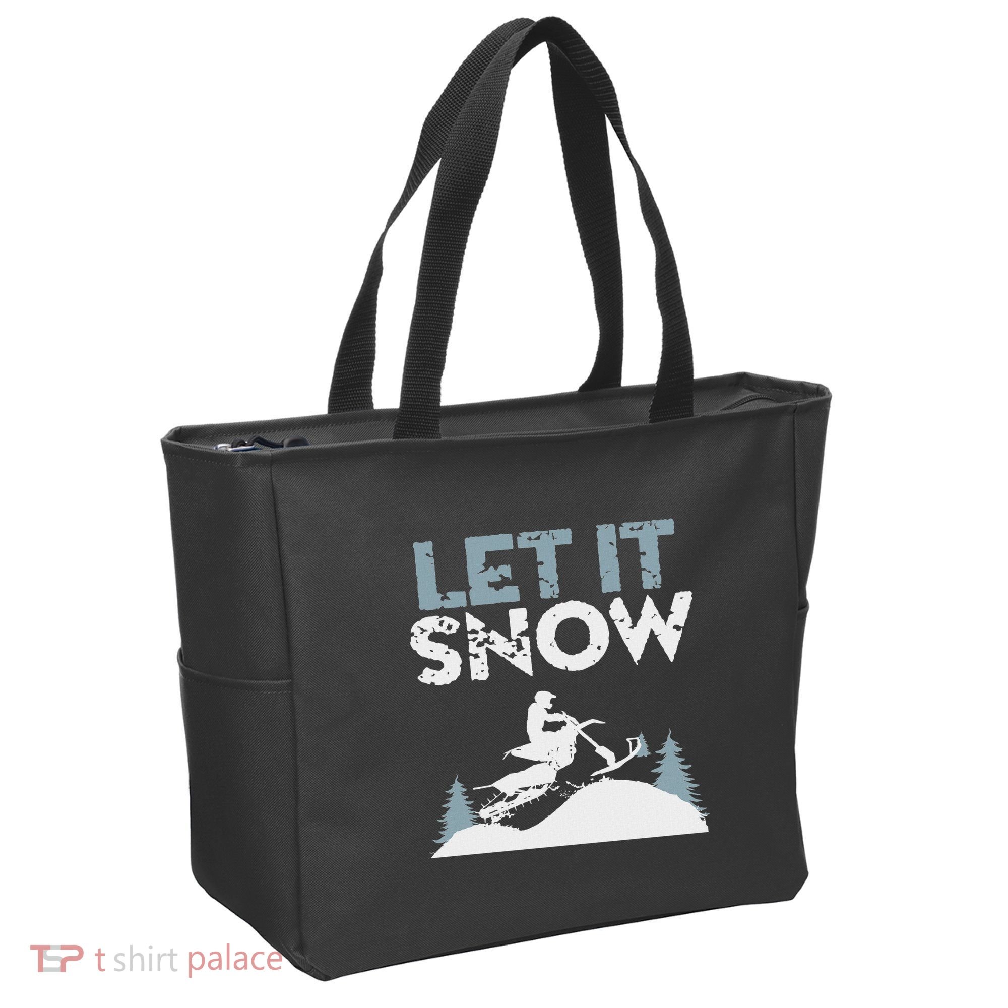 Snowbike Let It Snow Winter Mountain Adventure Tote Bag