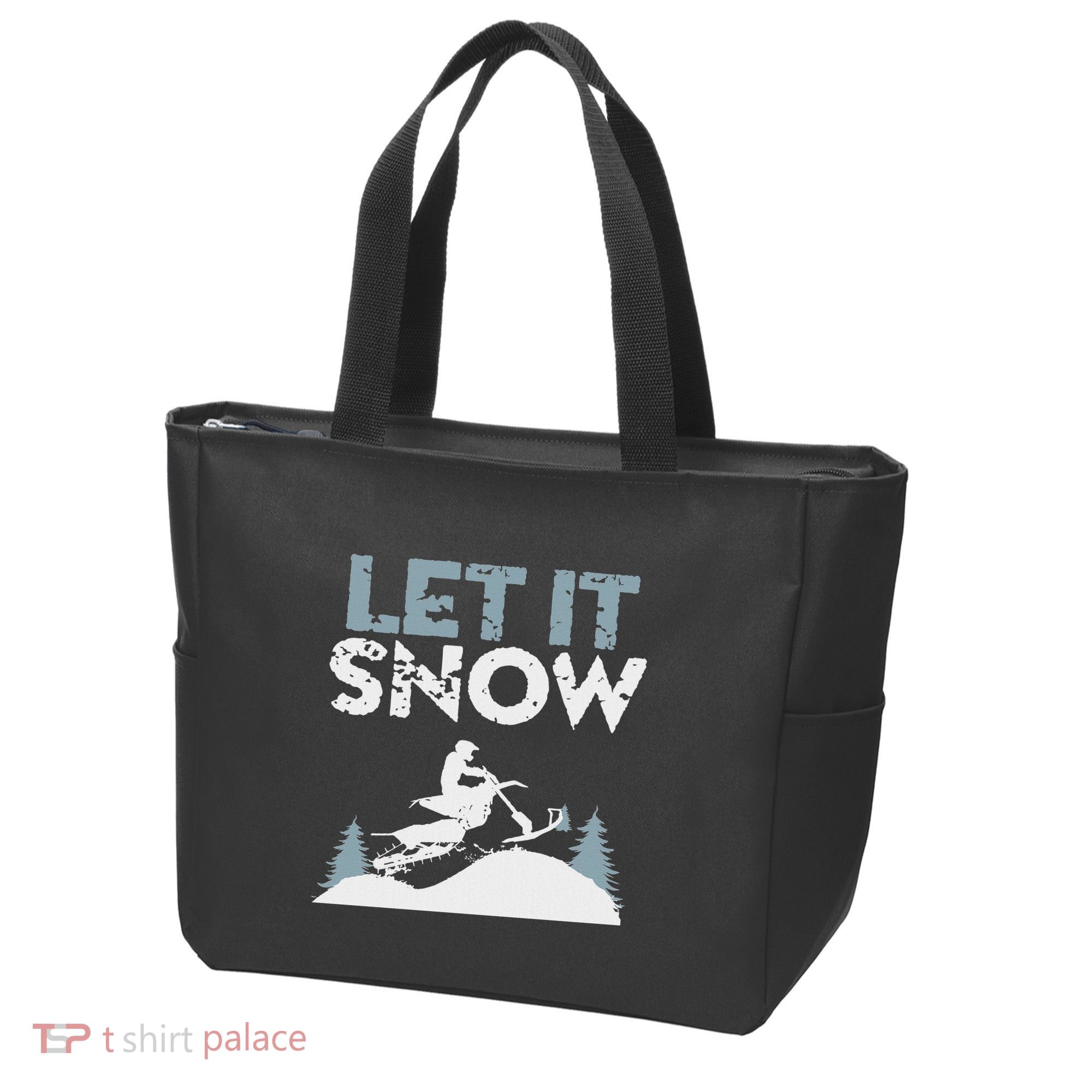 Snowbike Let It Snow Winter Mountain Adventure Tote Bag