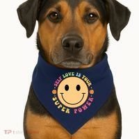 Self Love Is Your Super Power Smile Face USA-Made Doggie Bandana thumb 1