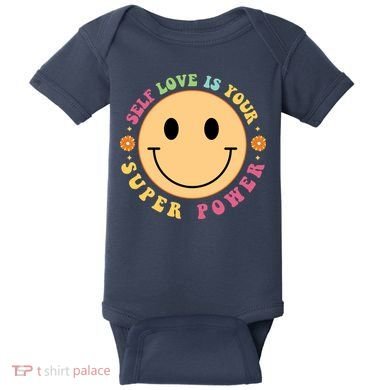 Self Love Is Your Super Power Smile Face Baby Bodysuit