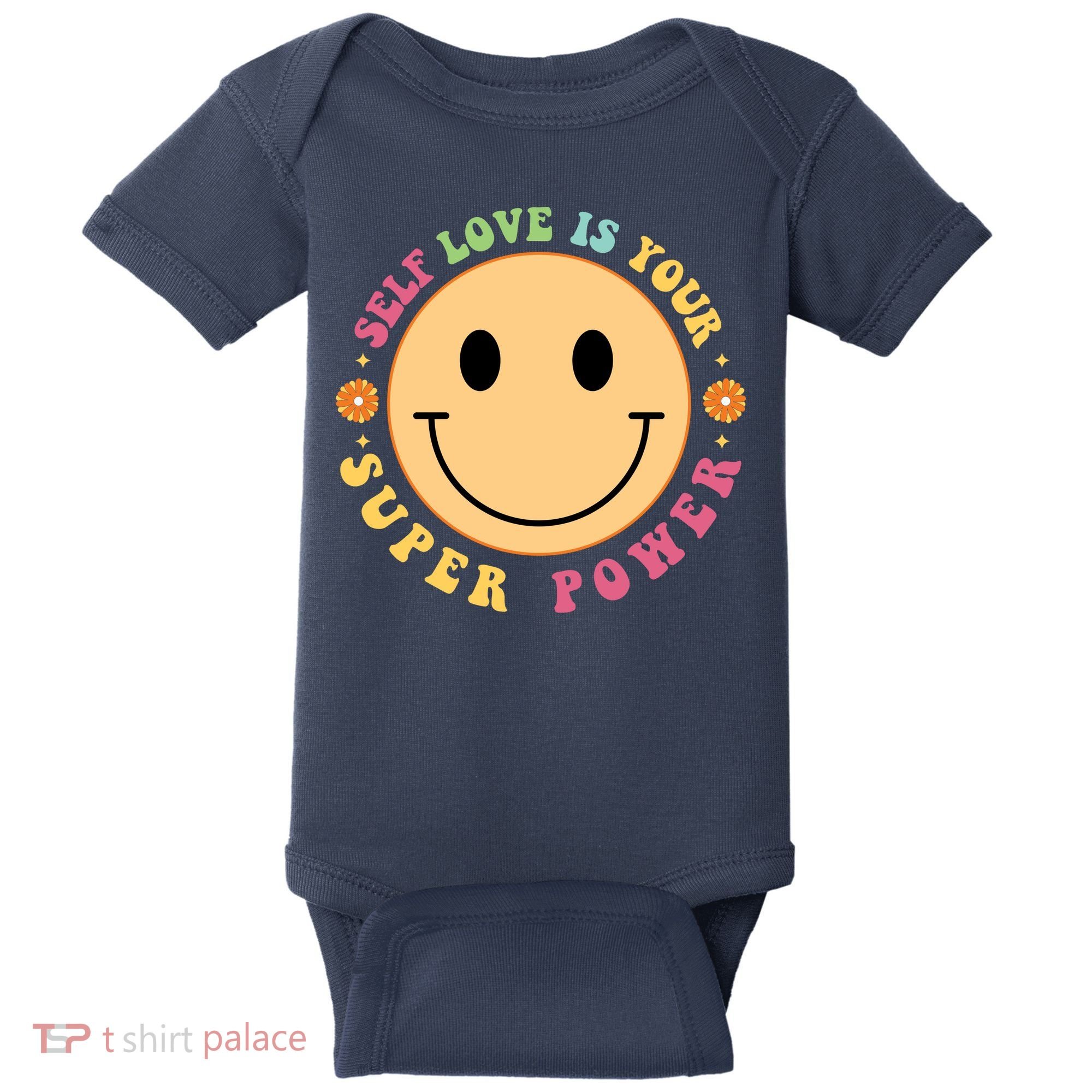 Self Love Is Your Super Power Smile Face Baby Bodysuit