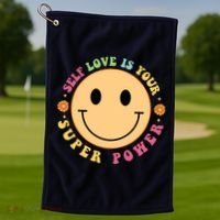 Self Love Is Your Super Power Smile Face Golf Towel thumb 1