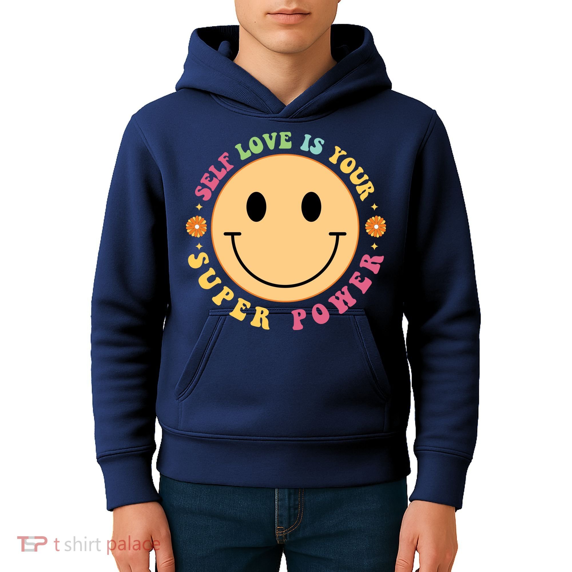 Self Love Is Your Super Power Smile Face Kids Hoodie