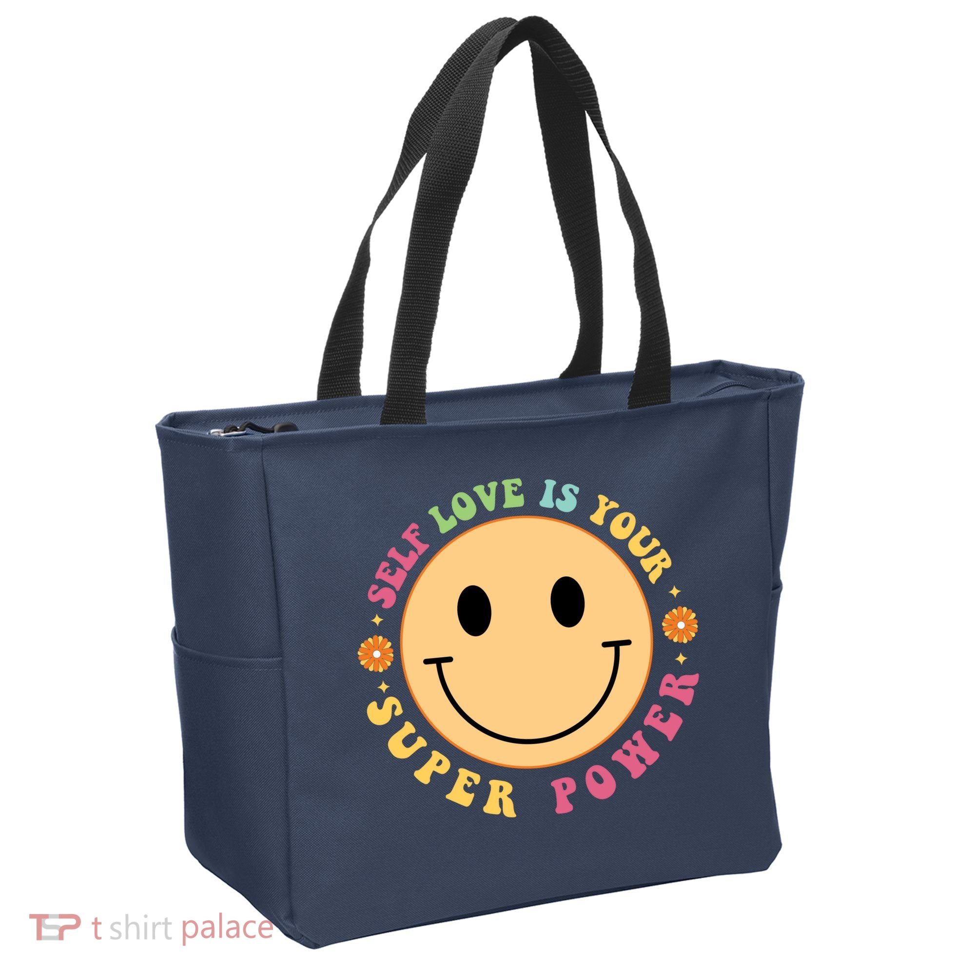 Self Love Is Your Super Power Smile Face Tote Bag