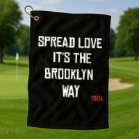 Spread Love Its The Brooklyn Way Funny Golf Towel thumb 1