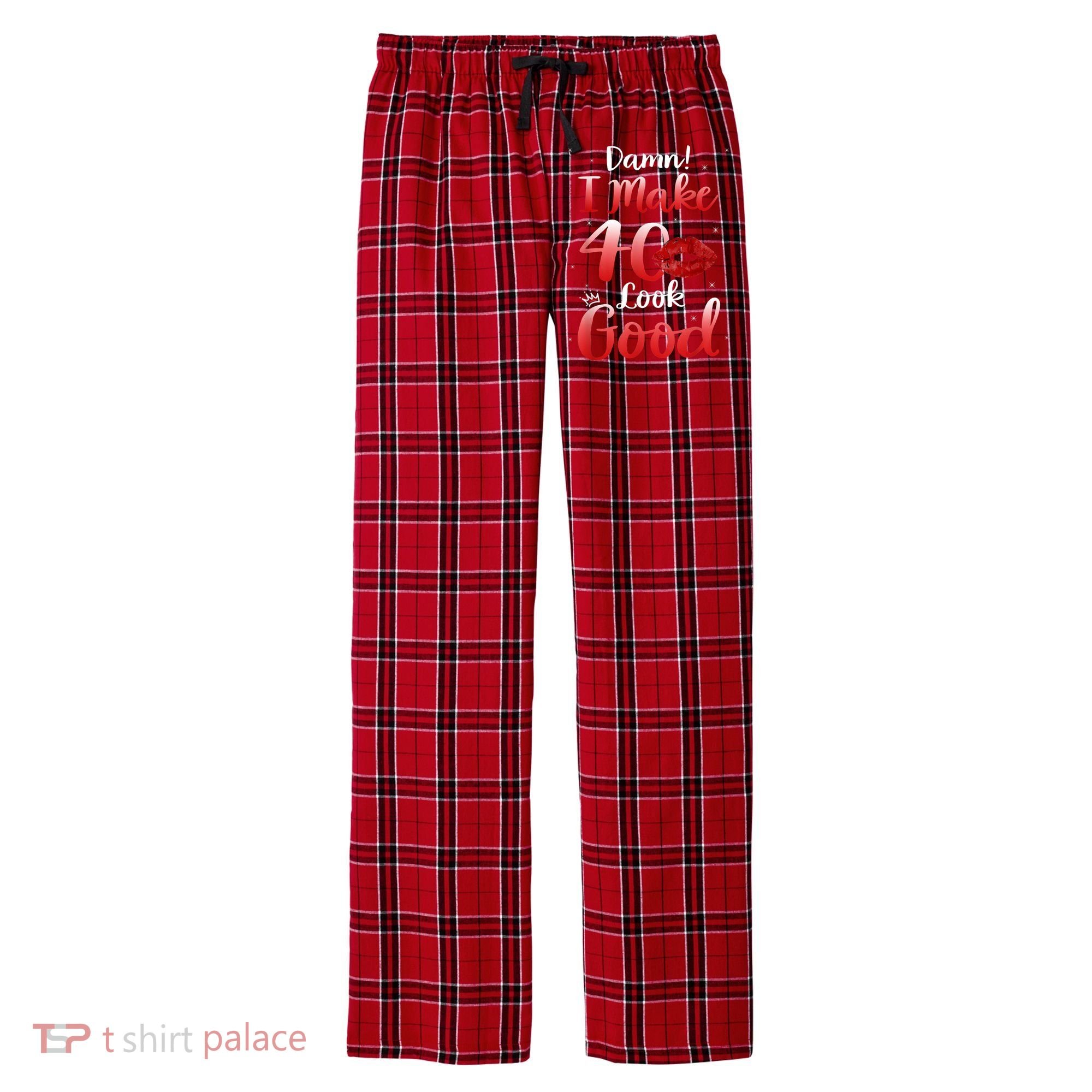Sexy Lips I Make 40 Look Good 40th Birthday Gifts Men's Flannel Plaid Pajama Pants