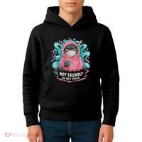 Sarcastic Loner Introvert Clothing Not Friendly Do Not Touch Kids Hoodie thumb 4