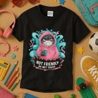 Sarcastic Loner Introvert Clothing Not Friendly Do Not Touch Kids T-Shirt thumb 3
