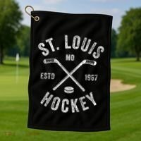 St. Louis Ice Hockey Crossed Sticks Golf Towel thumb 1