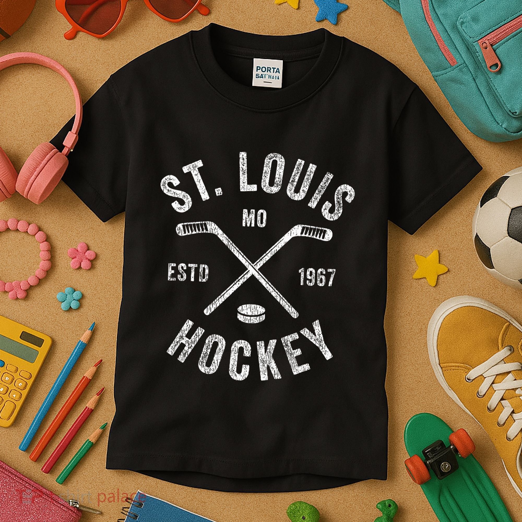 St. Louis Ice Hockey Crossed Sticks Kids T-Shirt