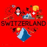 SWITZERLAND LOVE | | Illustrated Swiss Symbol, Alpine Santa Hat thumb 1