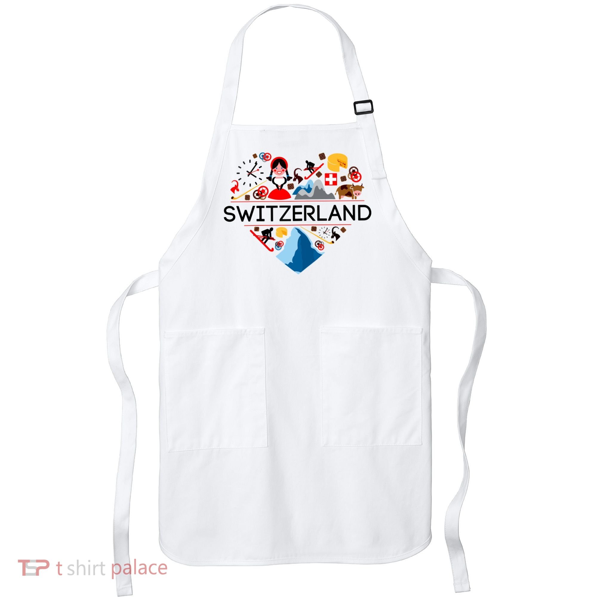 SWITZERLAND LOVE | | Illustrated Swiss Symbol, Alpine Apron