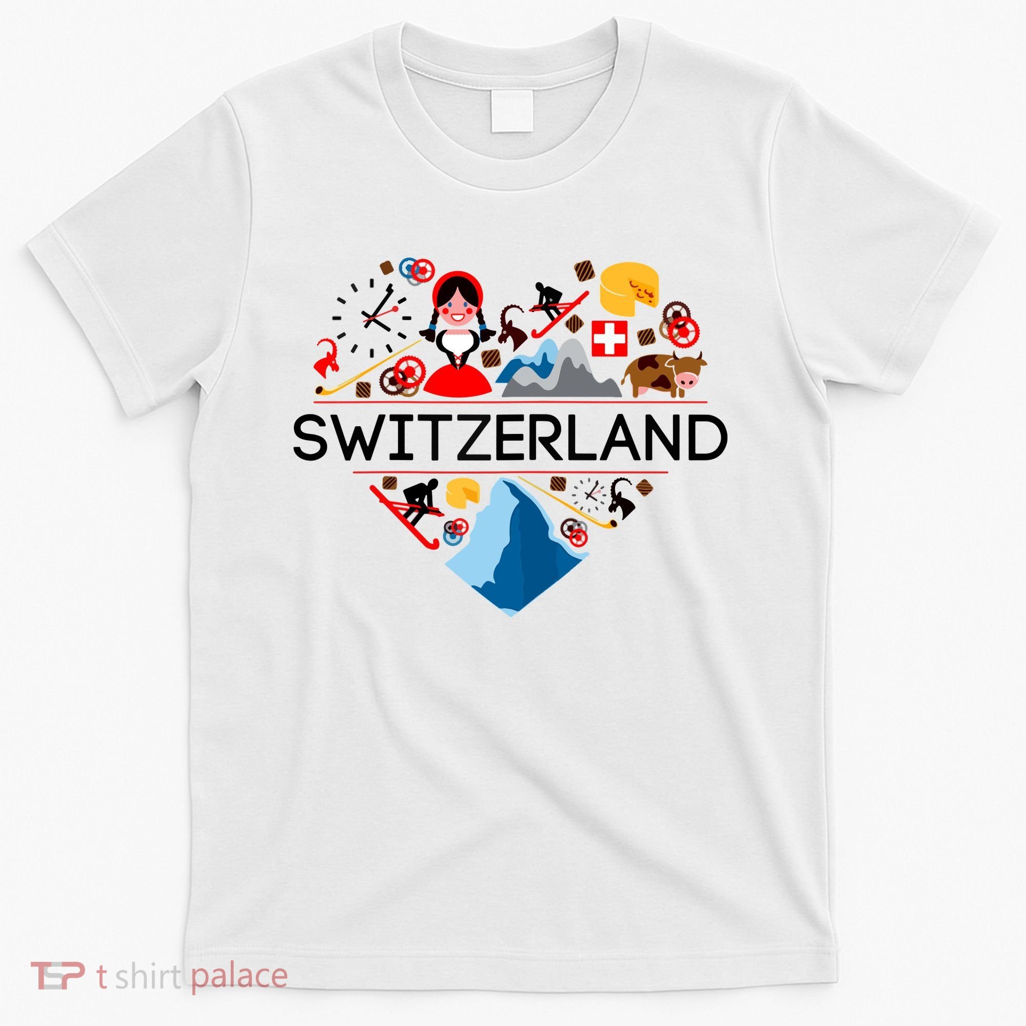 SWITZERLAND LOVE | | Illustrated Swiss Symbol, Alpine T-Shirt