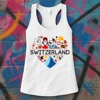 SWITZERLAND LOVE | | Illustrated Swiss Symbol, Alpine Women's Tank Top thumb 3