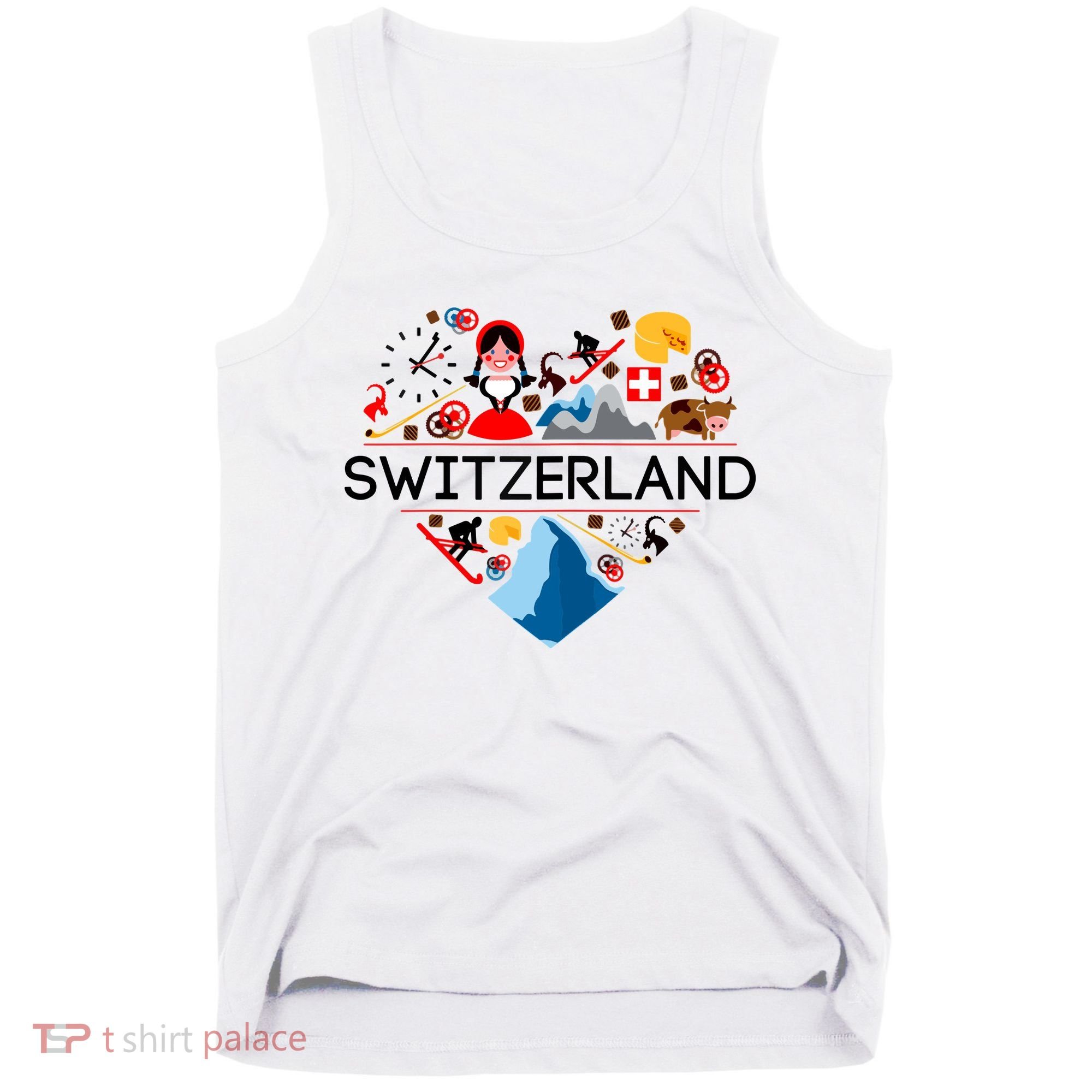 SWITZERLAND LOVE | | Illustrated Swiss Symbol, Alpine Tank Top
