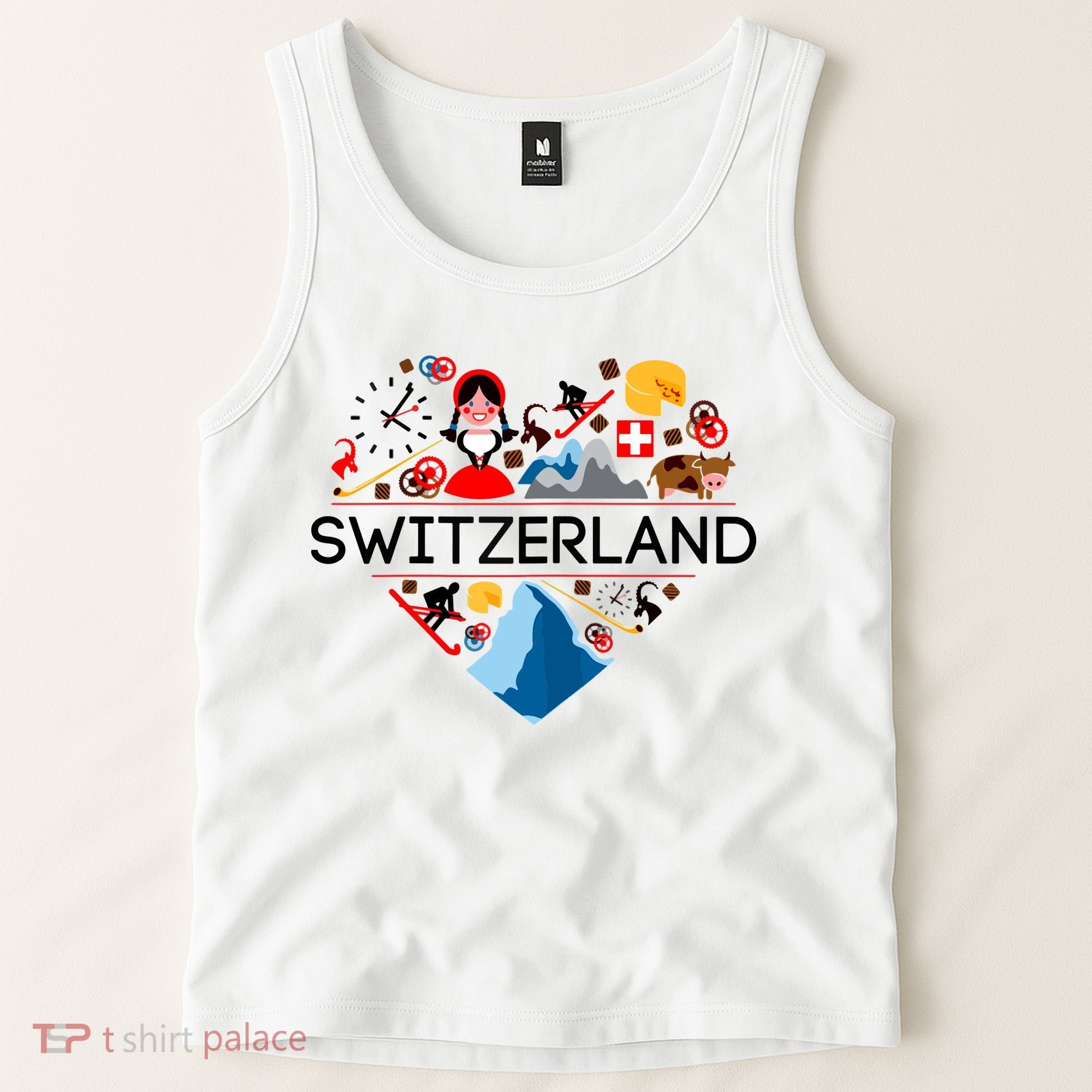 SWITZERLAND LOVE | | Illustrated Swiss Symbol, Alpine Tank Top