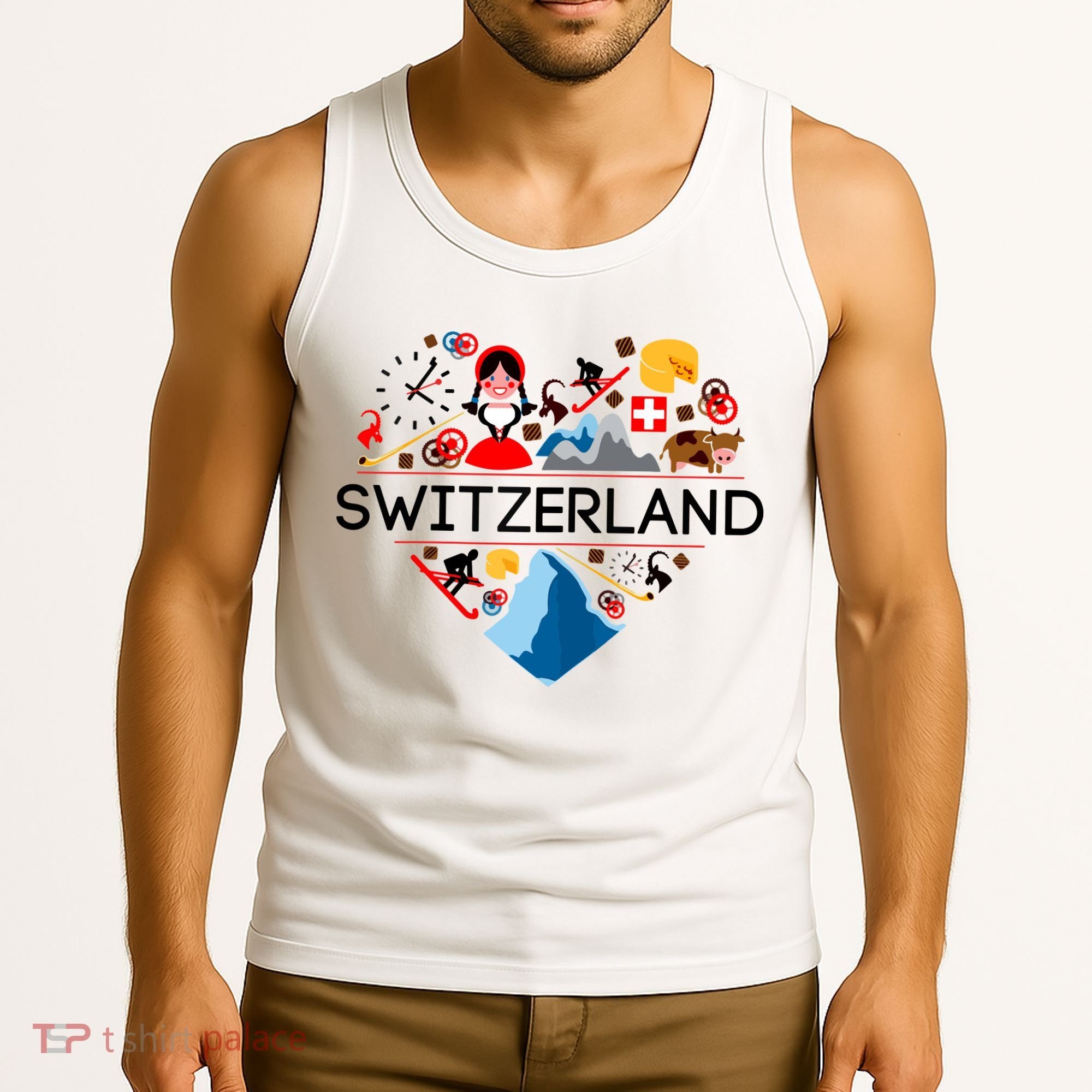 SWITZERLAND LOVE | | Illustrated Swiss Symbol, Alpine Tank Top