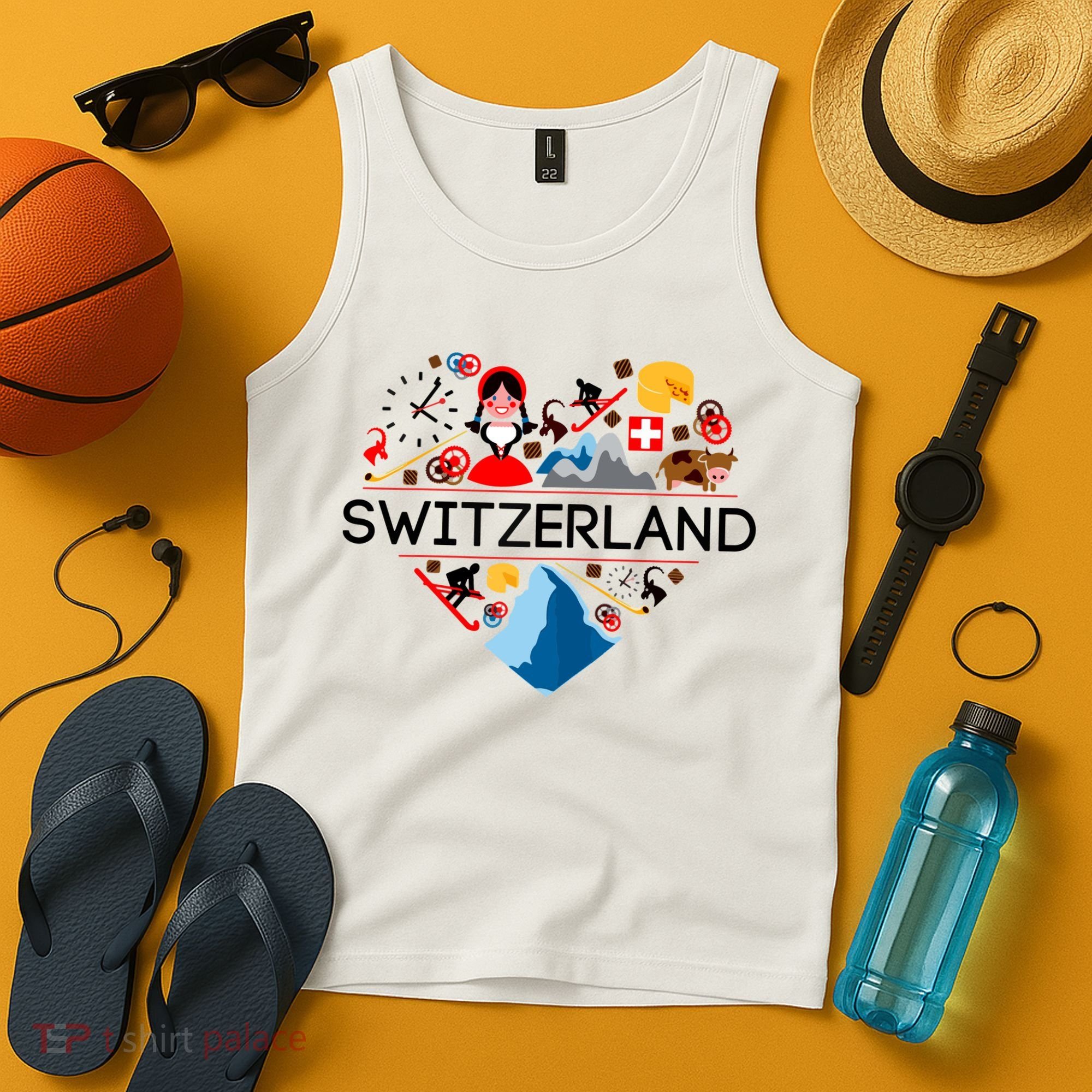 SWITZERLAND LOVE | | Illustrated Swiss Symbol, Alpine Tank Top